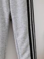 SHEIN Kids EVRYDAY Toddler Boys' Grey Sports Sweatpants For Fall/winter