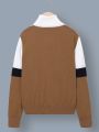 SHEIN Kids EVRYDAY Boys' High Neck Pullover Sweater With Long Sleeve For Casual Wear