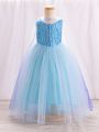 Young Girl's Sparkly Mesh Patchwork Party Dress