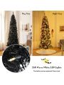 Gymax 6/7 FT Pre-lit Black Christmas Tree Artificial PVC Slim Pencil Halloween Tree