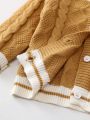 New Arrival Fall Winter Baby Color Block Knitted Sweater Set