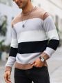 Manfinity Homme Men'S Contrast Color Striped Long Sleeve Sweater
