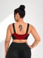 Plus Size Women's High Impact Sports Bra With Molded Cups And Elastic Strap