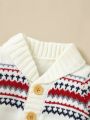 Baby Boy Geo Pattern Button Front Knit Jumpsuit