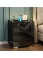 Nightstand with Wireless Charging Station & USB Charging, High Gloss Smart Bedside Table with Adjustable LED Lights, End Table Organizer for Bedroom Living Room Office Use.Product size: 48.5 * 41 * 55cm, including: 1 bedside table, 1 accessory