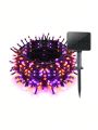 1PC, Halloween Solar Star Light String, (orange+purple), Outdoor Light String Rainproof And Without Electricity, Indoor Courtyard Garden Christmas Party Decoration, 32.8ft/10 Meters, 100 Lights
