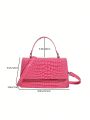 1pc Fashionable Solid Color Crocodile Pattern Embossed Elegant Handbag Suitable For Women's Daily Use, Dating Gift