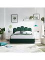 Bed Frame with Storage & Headboard, Upholstered Platform Bed with Hydraulic Storage System, No Box Spring Needed Bed Frame with Wood Slats Support, Easy Assembly