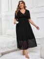 Plus Size Women'S Lace Patchwork Open Back Sexy Nightgown