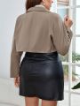 SHEIN Privé Plus Size Women's Checkered Lapel Suit Jacket