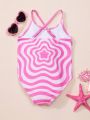 Girls' One-Piece Swimsuits With Star Printing