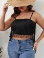 SHEIN CURVE+ Plus Size Fringe Decorated Cropped Cami Tank Top