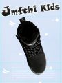 JMFCHI Kids Hiking Boots Boys Snow boots for Kids Waterproof Winter for Girls Warm Fur Lined Slip Resistant Outdoor Black