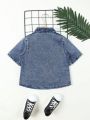 Young Boy's Short Sleeve Denim Shirt With Washed Effect