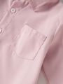 SHEIN Kids Academe Toddler Boys Letter Patched Detail Pocket Front Shirt