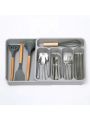 Diversified Expandable Divided Drawer Organizer Tray Modern Kitchen Cutlery, Utensil, Silverware Holder, Cabinet Storage with 6 Compartments for Spoons Forks Knives es Grey