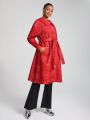 Raquel Melo Floral Print Belted Overcoat