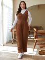 SHEIN Frenchy Women'S Plus Size Solid Color Jumpsuit