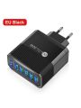1pc Black Uk Plug 30w Usb Charger With Quick Charge3.0 & 6 Usb Ports Compatible With Iphone, Xiaomi, Samsung And Other Multi-port Mobile Phone Charging Adapters