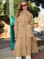 GYZ Cut Out Buckle Belted Trench Coat