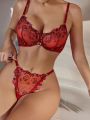 Women'S Sexy Lingerie Set With Flower Embroidery