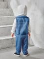 SHEIN Unisex Baby Denim-look Sleeveless Vest And Straight Leg Pants Two-piece Set