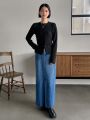 FRIFUL Women's Solid Color Ribbed Knit 2pcs Suit
