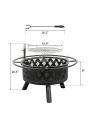 30 inch Round Fire Pit Outdoor Metal Fire with Quick Removable Cooking Grill Bowl Wood Burning BBQ Grill Patio Backyard Camping