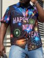 Manfinity Homme Men's Plus Size Fireworks Graphic Short Sleeve Shirt