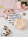 Baby Girls' Spring/Summer 3pcs Little Rabbit, Heart, Little Bear & Bud Shorts Outfits