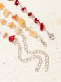 SHEIN VCAY 2pcs Colorful Irregular Crushed Stone Necklace