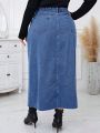 SHEIN Essnce Plus Split Thigh Denim Skirt