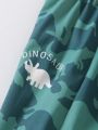 SHEIN Kids EVRYDAY Toddler Boys' Cute Cartoon Dinosaur Printed Loose Fit Pants For Comfortable And Casual Spring