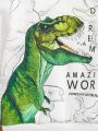 SHEIN Unisex Baby Casual Dinosaur Pattern Long Sleeve Hooded Sweatshirt 2pcs/set