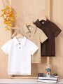 SHEIN Kids SUNSHNE 3pcs Boys' Short Sleeve Polo Shirts