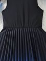 Teen Girls' Sleeveless Digital Print Gradient Pleated Dress
