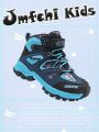 JMFCHI Kids Snow Boots Boys Hiking boots for Kids Waterproof Winter Snow Boots for Girls Warm Fur Lined Slip Resistant Outdoor Black Blue