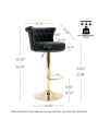 Velvet Bar Stools Set of 4, Modern Swivel Adjustable Counter Height Gold Barstools with Backs, Upholstered Tufted Bar Chairs with Nailheads for Kitchen Island Counter Stools