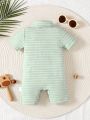 Baby Boys' Casual Striped Short Sleeve Romper With Shorts, Summer
