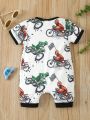 Toddler Boys' Motorcycle Printed Short Sleeve Romper And Shorts