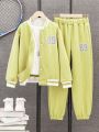 Tween Boys' Casual Jacket And Trousers Winter Outfit Set