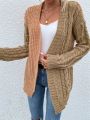 SHEIN LUNE Casual Women's Color Block Cardigan With Open Front