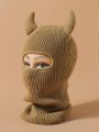 1pc Unisex Funny Rabbit Ears Knitted Hat With Scarf Neck Warmer For Autumn & Winter Outdoor Riding