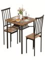 3-Piece Dining Table,Kitchen Table and 2 Chairs,Square Dining Room Table Set with Wine Rack,Modern Wood Dining Table and Chairs Set for Small Space, Apartment,Kitchen,Living Room, Rustic Brown