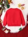 Young Girl Christmas Print Thermal Lined Sweatshirt