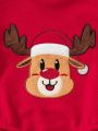 Baby Boy Christmas Elk Embroidery Bodysuit