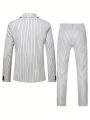 Manfinity Mode Men's Striped Suit Jacket And Pants Set