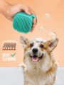 1pc Yellow Soft Silicone Pet Bath Brush & Massager, Suitable For Shampoo And Cleaning