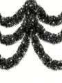 Govetom 2 Pack Total 66 Ft Halloween Garland, Sparkly Metallic Black Tinsel Garland Holiday Tinsel Twist Garlands Hanging Halloween Decorations for Home Indoor Outdoor Halloween Party
