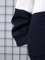 SHEIN Kids SPRTY Tween Boys' Casual Color Block Hooded Sweatshirt And Long Pants Two Piece Set